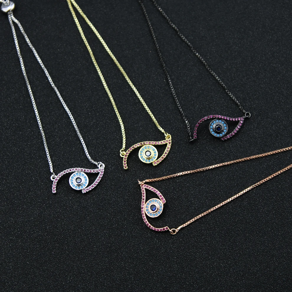 KEORMA 4 типа винтажные браслеты с циркониевым глазом для женщин и мужчин золотой