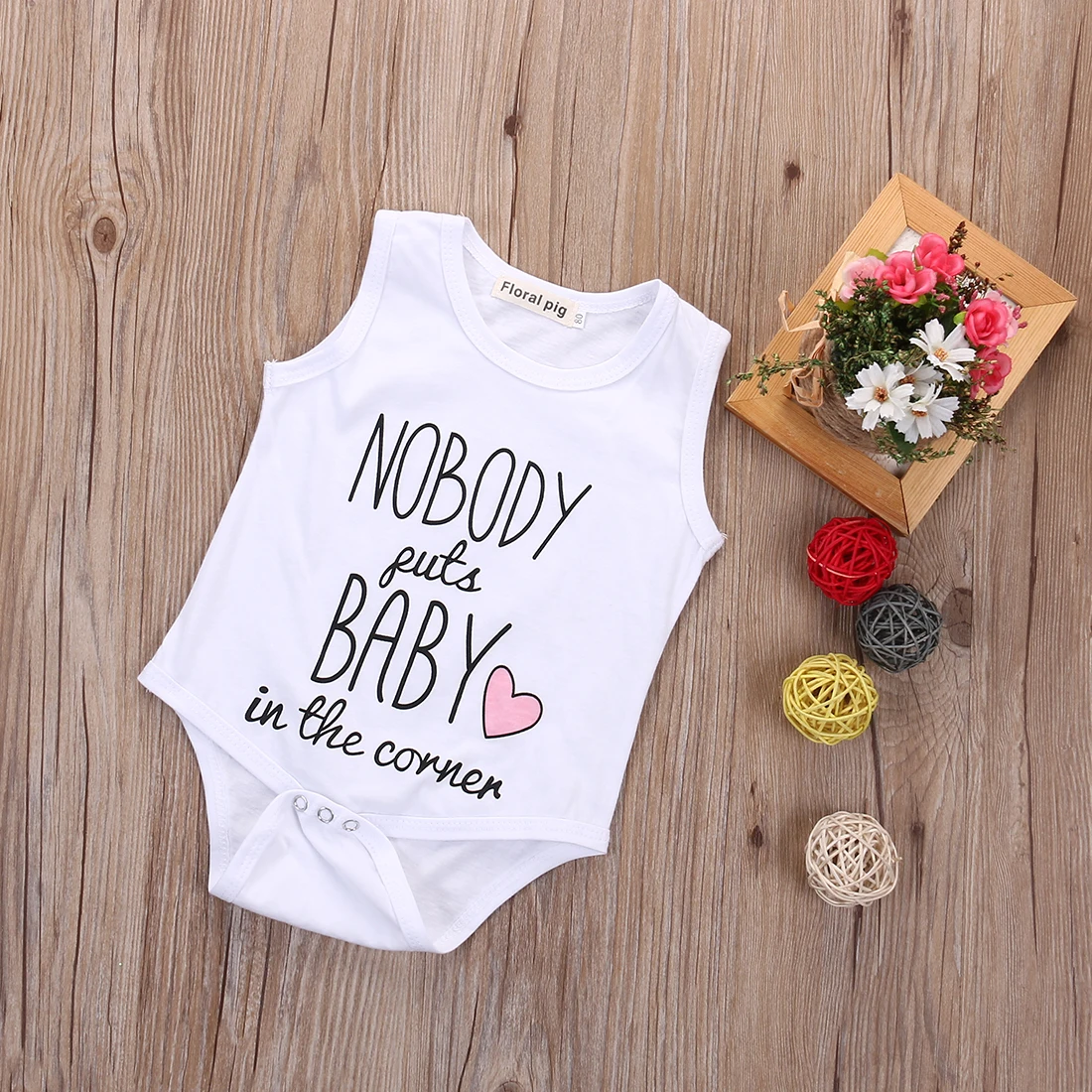 Модный хлопковый комбинезон без рукавов с принтом для новорожденных девочек