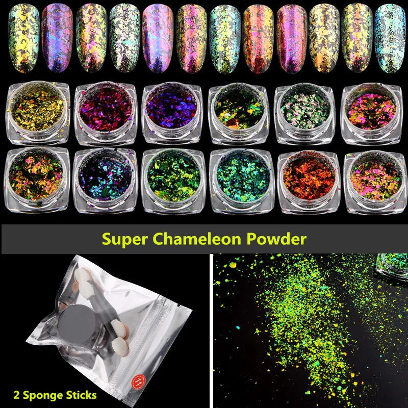 0 2 г/кор. Магия ногтей парча порошок звездное небо зеркало Хамелеон пигмент
