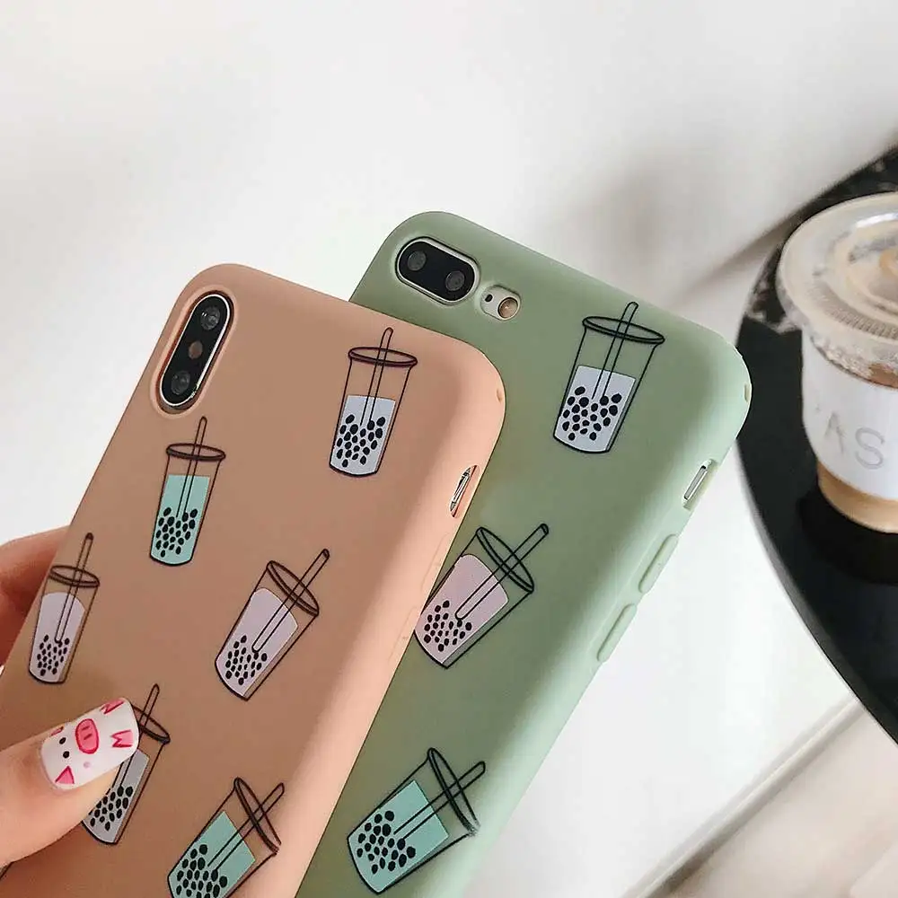 Boucho жемчужный молочный чай чехол для телефона с рисунком iphone XS MAX XR X модные мягкие