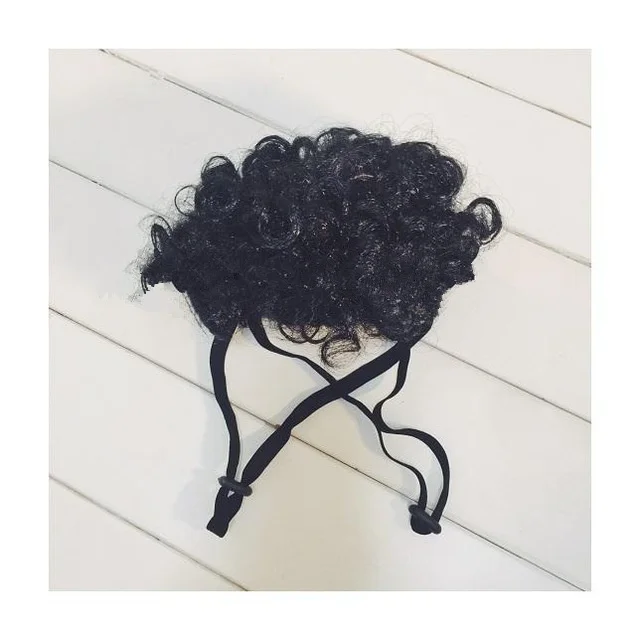 black wig Костюм для гитары, Забавный костюм для кошек, маленьких собак, щенков, кошек, домашних животных, костюм для косплея, костюм на Рождество, Хэллоуин, одежда, товары для собак - Цвет: black wig