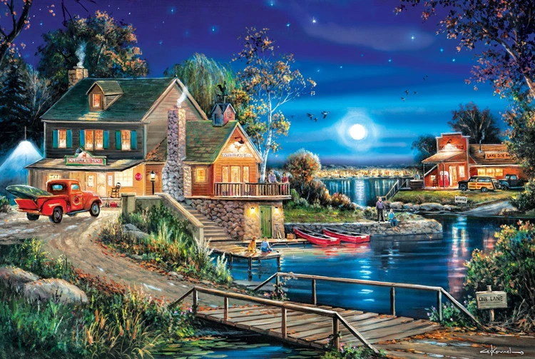 PUZZLE 1000 PIECES MOMEMO под ночь деревянные головоломки 1000 шт. взрослых красивые сельские Пейзаж головоломка игра игрушки для детей - Цвет: PUZZLE 1000 PIECES