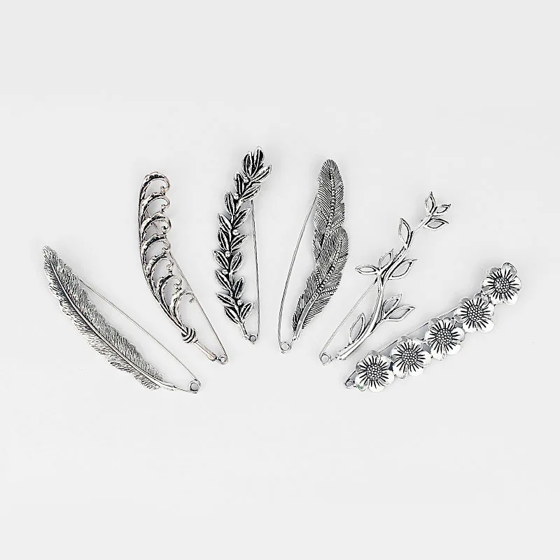 3 шт Большой Серебряный цвет листья/цветок брошь прочный металлический килт шарф