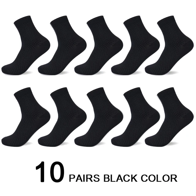 10 black socks Мужские бамбуковые носки, четыре сезона, стильные, деловые, Компрессионные носки, Мужская одежда для подарка, мужские длинные носки, 10 пар/лот, новинка - Цвет: 10 black socks