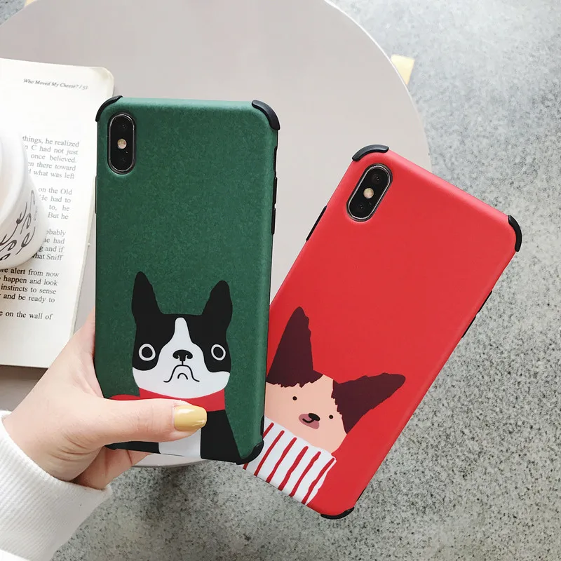GYPHCA Fashion Anti-knock Cartoon DOG Phone case For iphone 6 7 8 Plus X XS XR MAX Cute Fitted Case IMD TPU Soft Back Cover |