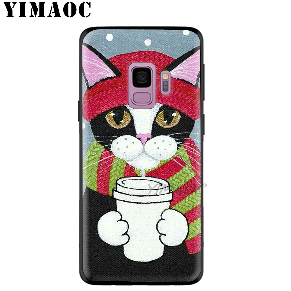YIMAOC Cat And Coffee Pig Soft TPU Silicone Case for Samsung Galaxy S10 S10e S9 S8 Plus S7 S6 Edge &amp J6 |