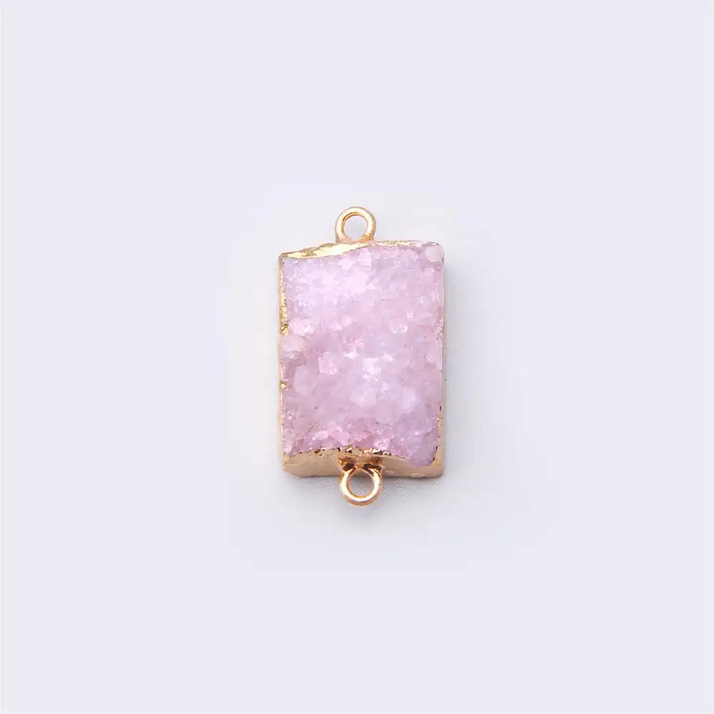 Натуральный розовый кулон agates Druzy соединители маятника ожерелье с золотым