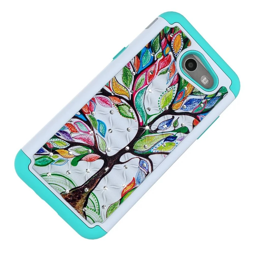 For 2017 Samsung Galaxy J3 Prime Spot Drill Painting Soft Silicone + PC 2 in 1 Material Armor Protective Case Cover J327P |