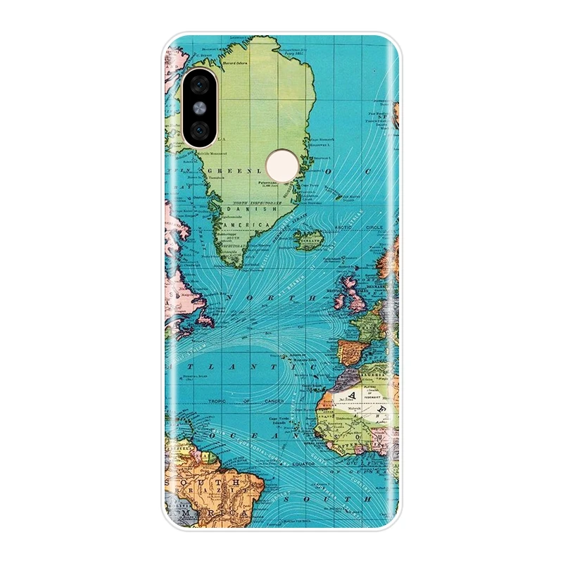 Задняя крышка с картой мира для Xiaomi Redmi S2 6A 5 Plus 4A мягкий силиконовый чехол
