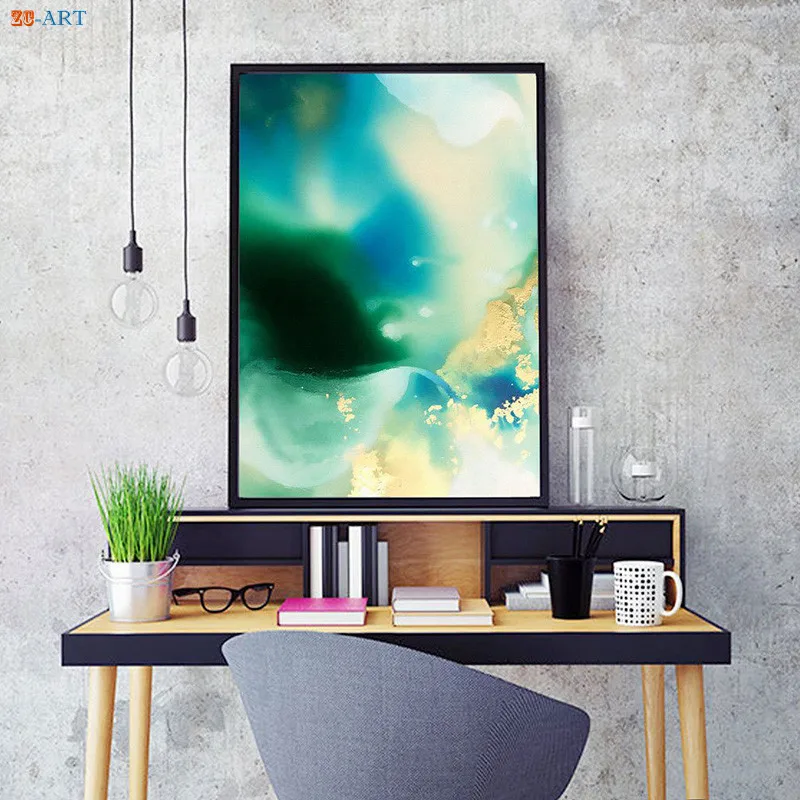 Картина на холсте голубая стена абстрактная акварельная картина морской пейзаж