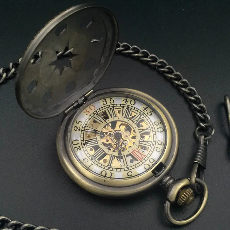 Механические карманные часы в винтажном стиле с бронзовым тоном по оптовой цене