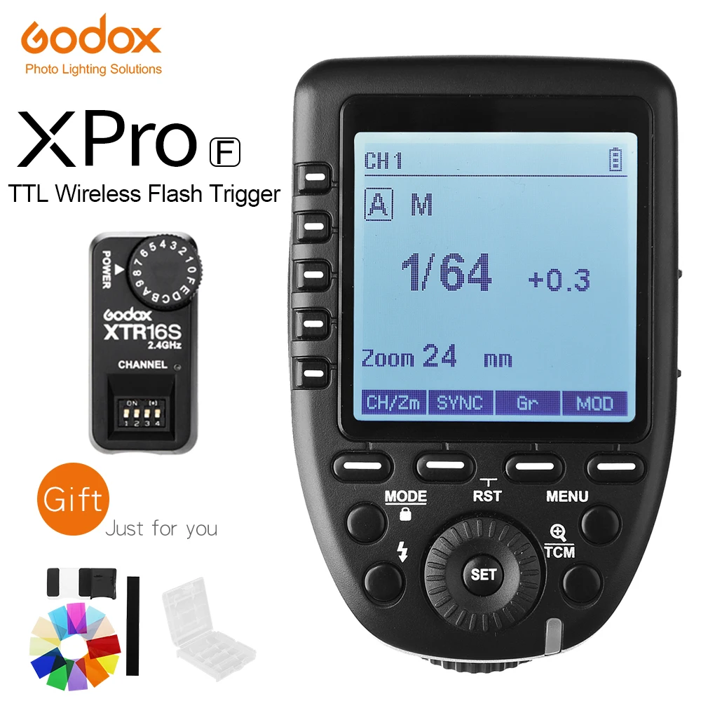 Godox XPro F передатчик TTL HSS 2 4G Беспроводная система X ЖК экран + XTR 16S приемник для Canon | Пульты и триггеры -32849454054