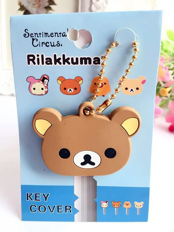 Арбузно-красный 1 шт Горячая крышка для ключей из мультфильма аниме, силиконовый брелок для кошек, собак, кроликов, бабочек, улыбающихся лиц, панды, брелок для ключей в виде животных, домашних животных - Цвет: Арбузно-красный