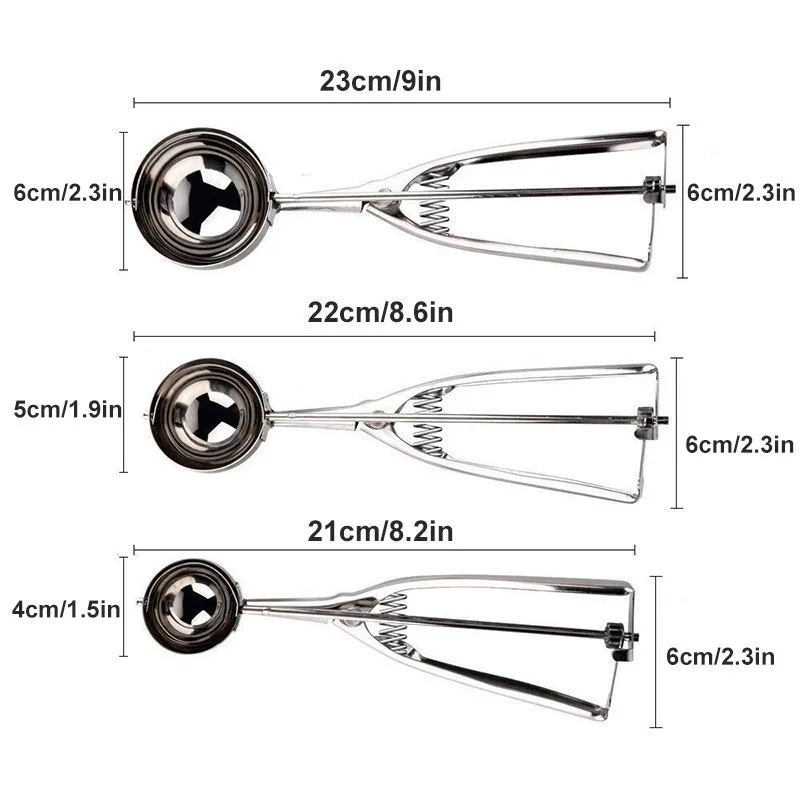 MESNUG Multi-purpose Stainless Steel Ice Cream Scoop Ergonomic Comfort Handles Hands-Free Food Release Cookie Ice Cream Scoop
