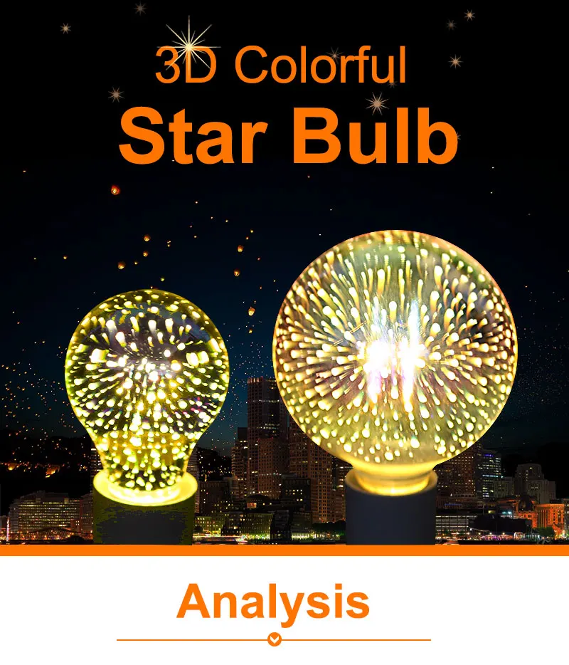 3D фейерверк эффект винтажная лампа накаливания Ретро лампа Эдисона E27 220V декоративный светильник A60 G95 Новинка Рождественская лампа