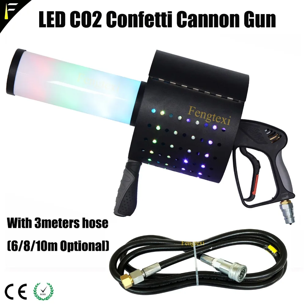 Портативный СВЕТОДИОДНЫЙ цветной RGB СО2 реактивный пистолет с конфетти струей