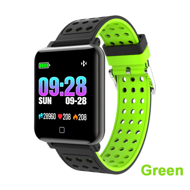 Silica Strap Green M19 Смарт часы кровяное давление фитнес трекер Smartwatch для мужчин IP67 Водонепроницаемый умный Браслет reloj inteligente - Цвет: Silica Strap Green
