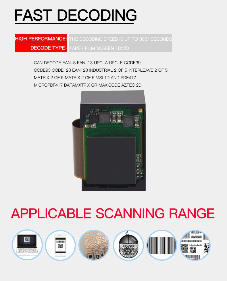 Сканер сканера для двигателя, модуль 1D 2D PDF417 QR Datametrix, код flushbonading, автоматическое сканирование SH-50