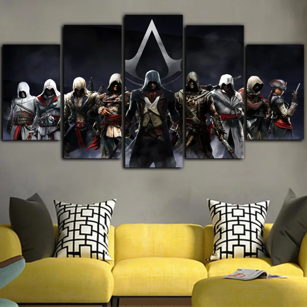 5 шт. холст печать скандинавский домашний декор Assassins Creed плакаты Искусство Холст
