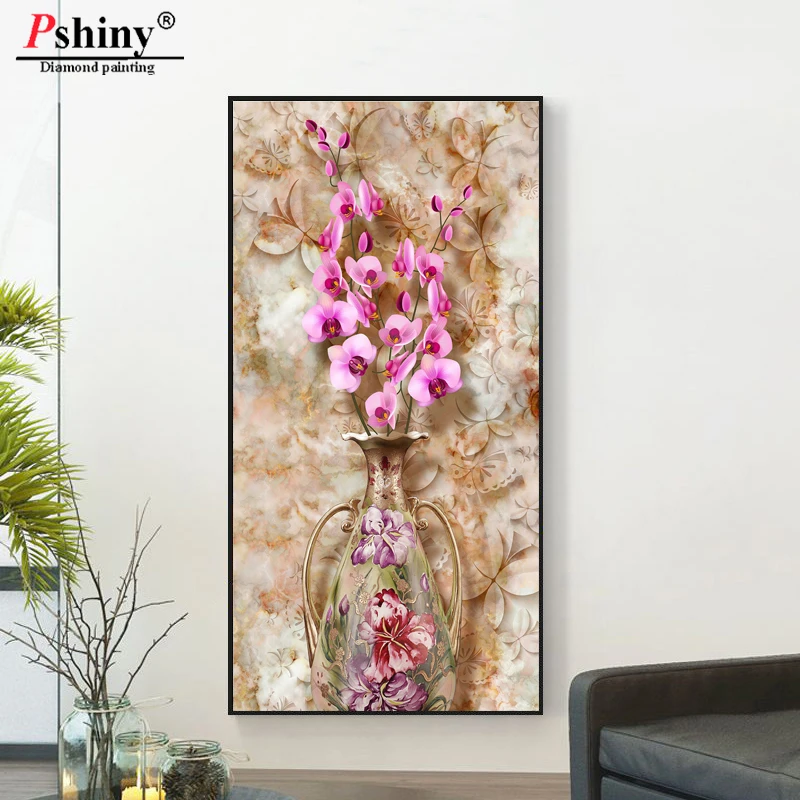Pshiny 5D DIY Алмазная вышивка цветок картина вышитая бисером фаленопсис камни в форме
