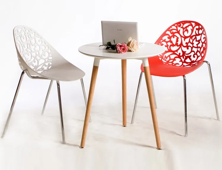 Современный дизайн пластиковые и стальные ножки Штабелируемый обеденный стул