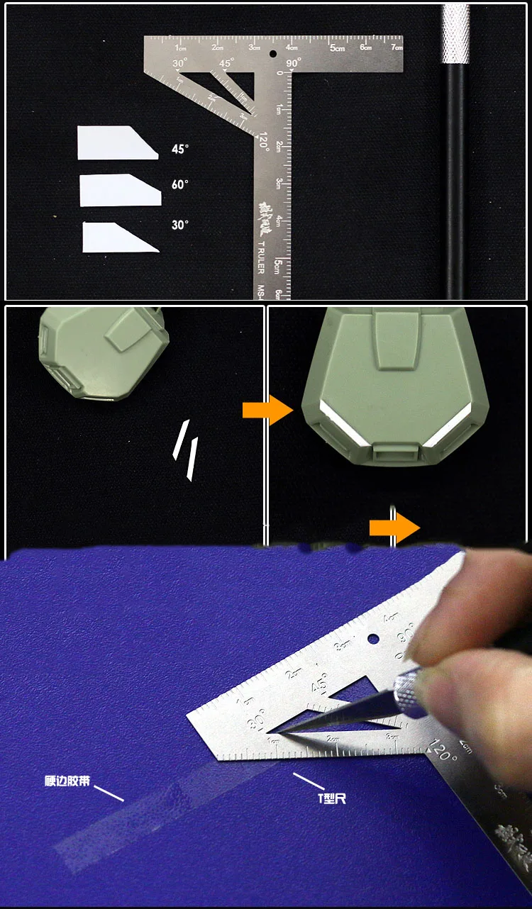 Детальная модификация и резка MS005 военная модель из нержавеющей стали t-линейка АБС резиновая пластина
