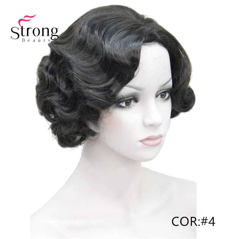 StrongBeauty волнистый парик из синтетических волос с коротким кожным верхом - Цвет: #4