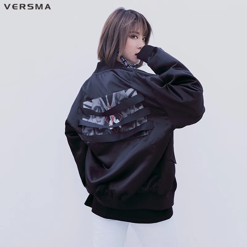 VERSMA хип-хоп Уличная ветровка Для мужчин панк куртка пилота пальто в Корейском