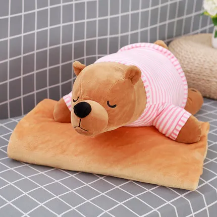brown Polar bear Мультяшная подушка, одеяло двойного назначения, подушка для сна, для автомобиля, офиса, коралловые колготки, подушка, кондиционер, одеяло - Цвет: brown Polar bear