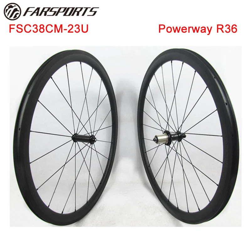 

New Arrival !! 700C 38mm deep 23mm wide U shape with 4 degree on the brake track with Powerway R36 hubs , Sapim cx-ray