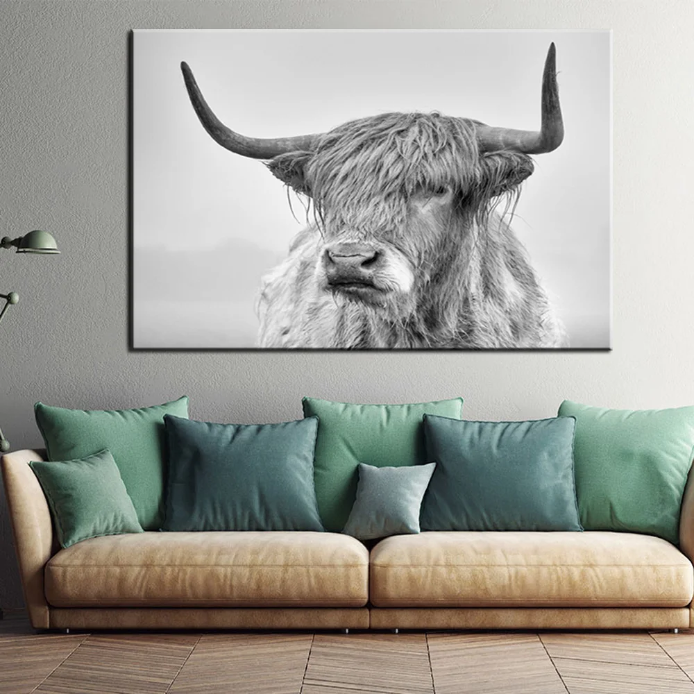 

Highland Cow Canvas Art Paintings Modern Animals Wall Posters And Prints Cow Art Pictures For Living Room Cuadros Decoration