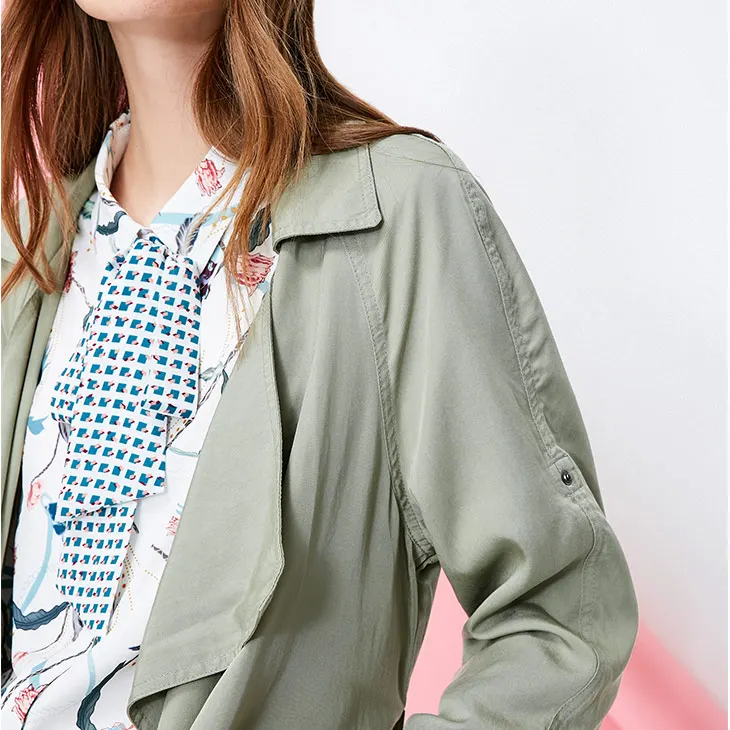 Vero Moda женский декоративный карман свободный крой армейский зеленый Тренч с лацканами пальто | 318317505