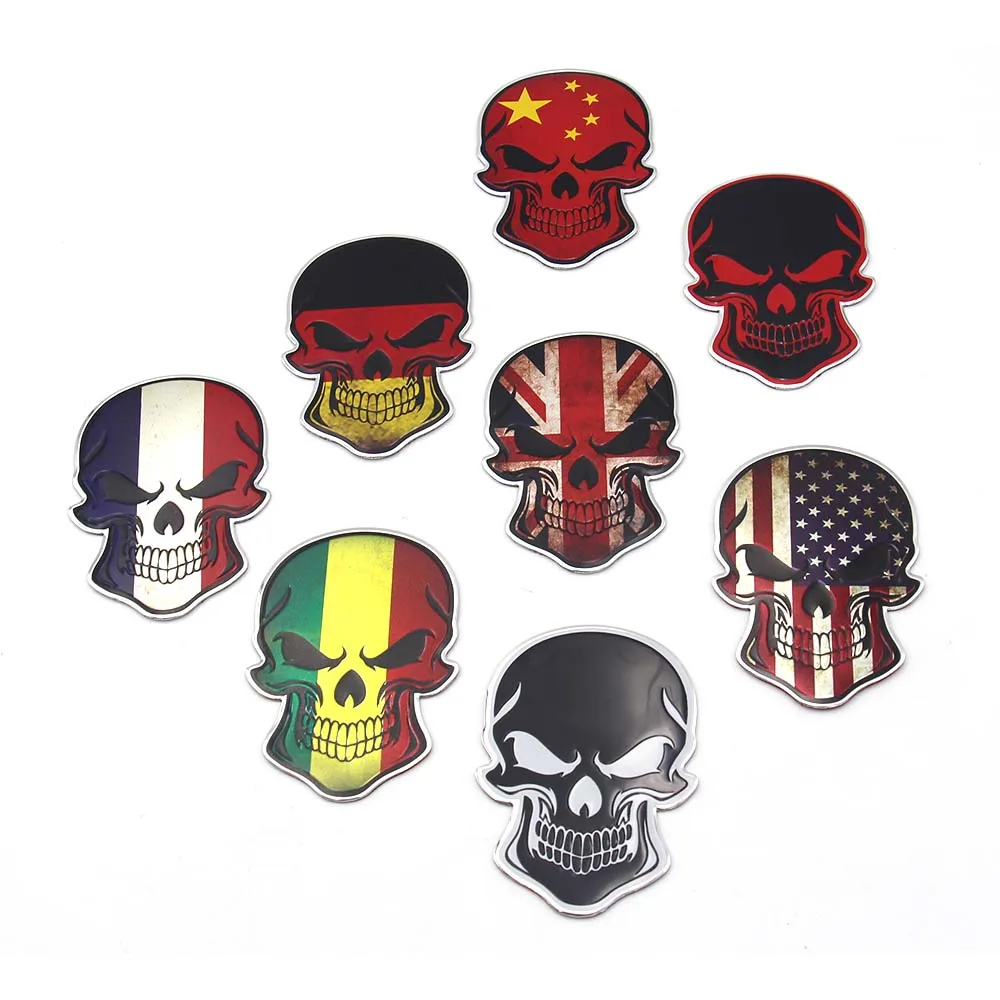 Мотоцикл Велосипед череп голова 3D металлический автомобиль наклейка значок