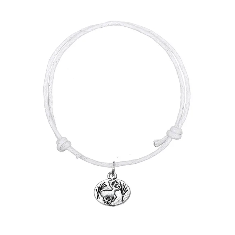 Dawapara Christmas Decoration Deer Vintage Metal Zinc Alloy Pendant Bracelet Korean Wax Cord Adjustable Chain Fashion Jewelry | Украшения и