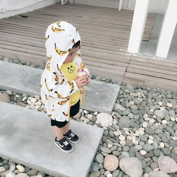 as photo Детская одежда г.; летние пальто для мальчиков; детская Солнцезащитная одежда с принтом бананов для маленьких девочек - Цвет: as photo