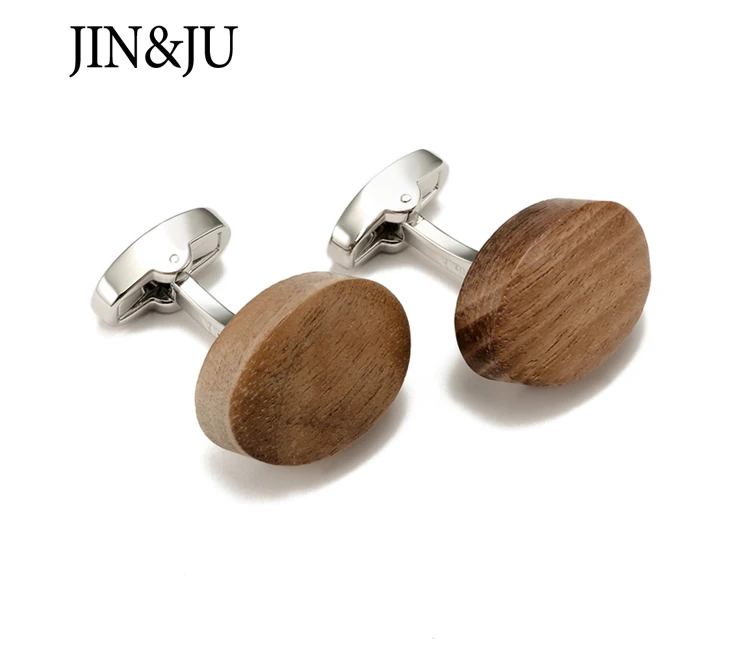 JIN& JU, низкий ключ, роскошные запонки из орехового дерева для мужчин, высокое качество, мужские ювелирные изделия, Круглые, ореховые запонки, мужские запонки