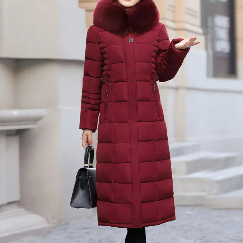 Женское длинное пальто на хлопковой подкладке 5XL Повседневная парка с большим