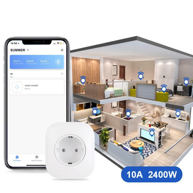 Wi-Fi умная розетка 10А ЕС Великобритания вилка мобильное приложение Дистанционное управление USB умный голосовой переключатель синхронизации работа для Amazon Alexa Google Home IFTTT