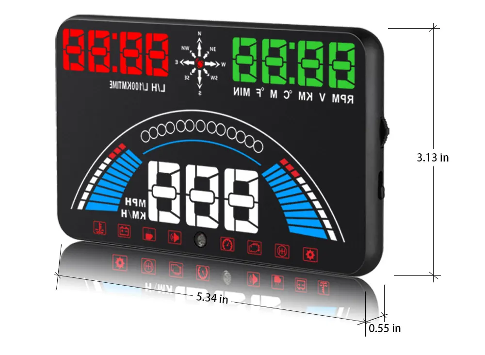 Gps 5," стайлинга автомобилей S7 HUD Спидометр OBD2 на лобовое стекло автомобиля Дисплей транспортного средства ускорения Предупреждение расход топлива Температура воды об/мин