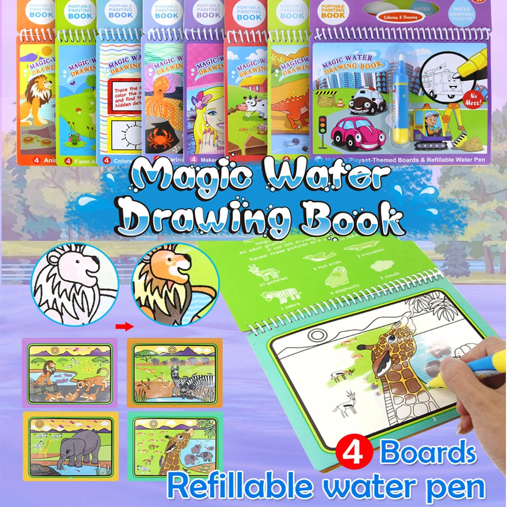 Новая обучающая водная книжка для рисования Раскрашивание Pamphlet Magic Doodle доска