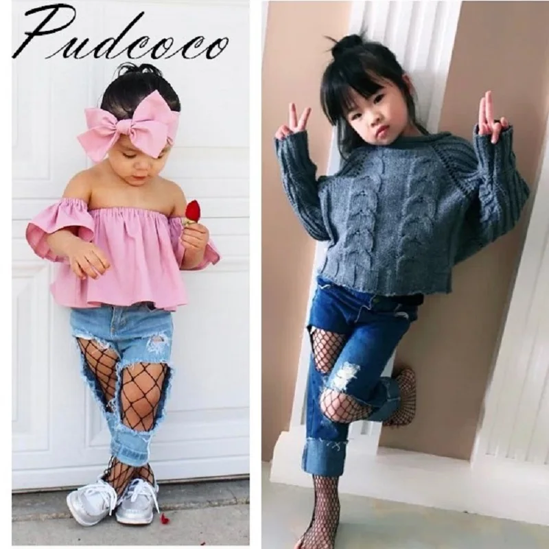 Pudcoco новинка 2019 модные детские черные сетчатые колготки в сеточку для маленьких