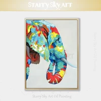 new arrivals hand painted colorful knife elephant acrylic painting on canvas hand painted modern elephant animal oil painting