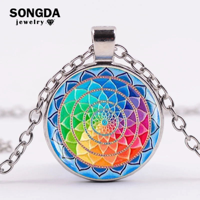 SONGDA Бохо 7 Чакры цветные большие ожерелье мандаля индийская бижутерия хна Лотос