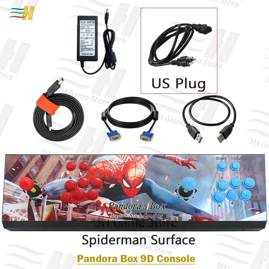 PB9d spiderman US Pandora Box 9d 2500 В 1 аркадная игровая консоль поддержка 3P 4P usb подключение геймпада Поддержка 3d tekken 1 2 3 Mortal Kombat 1 2 3 4 - Цвет: PB9d spiderman US