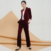 high quality gold velvet suit velvet jacket micro horn straight trousers 2 sets of womens fashion slim temperament two piece
