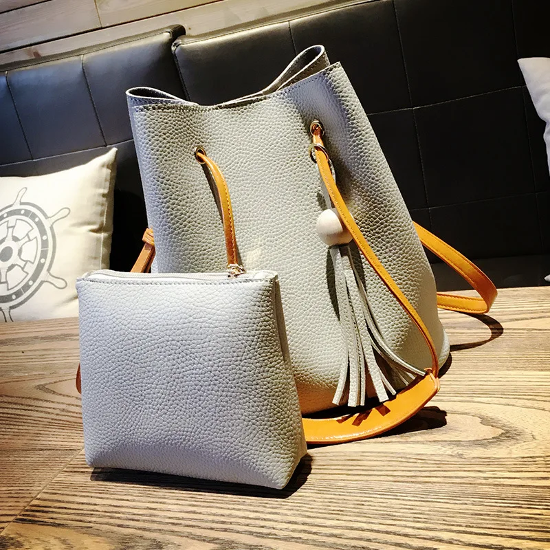 Свежие Кисточкой Женщины Сумка Ведро Плече Сумки Твердые Большая Большой