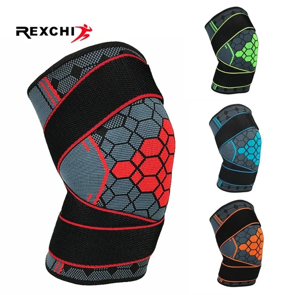 REXCHI 1 шт. спортивные наколенники давление колено поддержка безопасности Защитное снаряжение Регулируемый эластичный Brace Pad Баскетбол волейбол