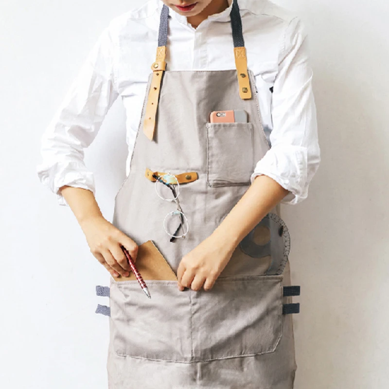Новый хлопковый фартук для барбекю пожилых нагрудник кожаные ремешки кухонный