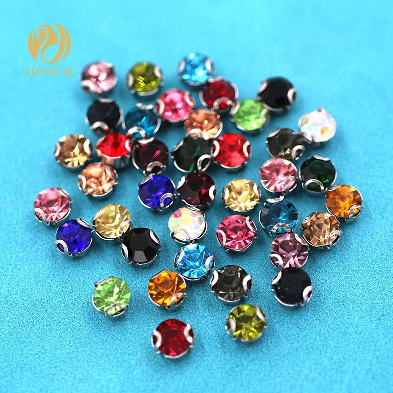 NEW 3mm/4mm/5mm/6mm/7mm/8mm round Silver base sew on rhinestones glass crystal 2D claw diy clothing accessories | Дом и сад