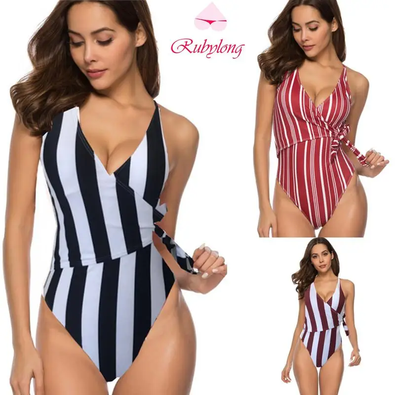 Женский купальник в полоску Rubylong винтажный купальный костюм с пуш ап сексуальный